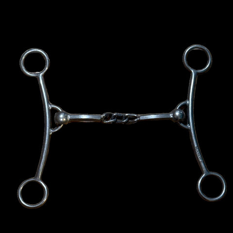 Duke shank with center chain hexagon mouthpiece on black background.