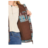 Women's Brown Aztec Printed Rodeo Jacket inside pocket view