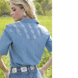 Back view with close up of embroidery 