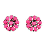 West and Co. Silver & Pink Flower Stud Earrings