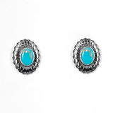 West and Company Small Silver & Turquoise Concho Earrings