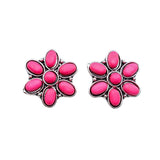 West and Company Pink Flower Studded Earrrings