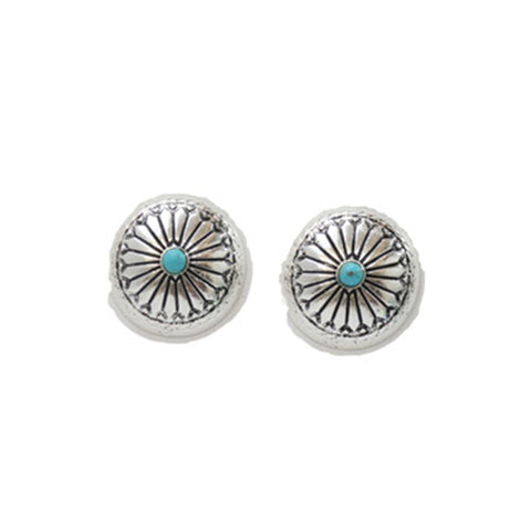 West and Co. Silver Round Concho Earrings