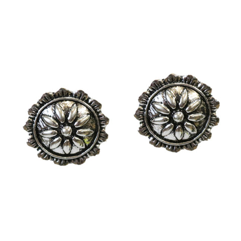 West and Co. 1" Burnished Sliver Flower Earrings