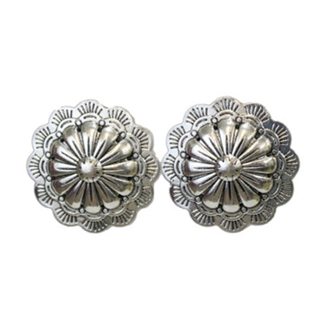 West and Co. 2" Burnished Silver Flower Earrings