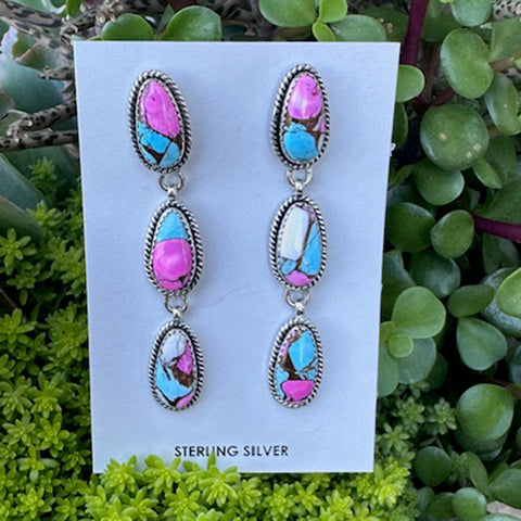 "Benson" 3 Stone Cotton Candy Dangle
