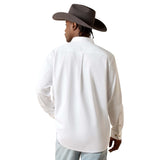 Back side view of the shirt, it has one pleat down the middle of the shirt. 