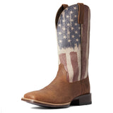 Front side view of Ariat Men's American Flag Ultra Square Toe Boots.