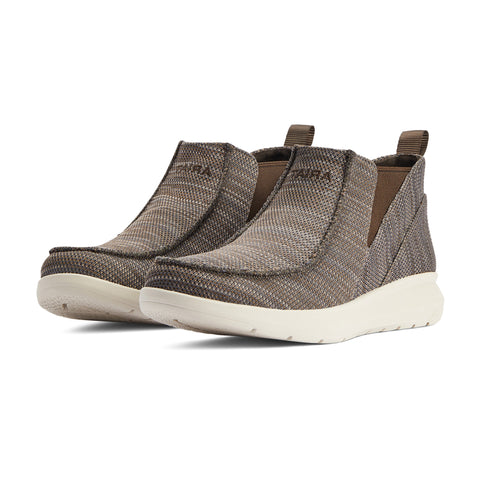 Heather Brown Fabric Ankle High Slip-on Shoes