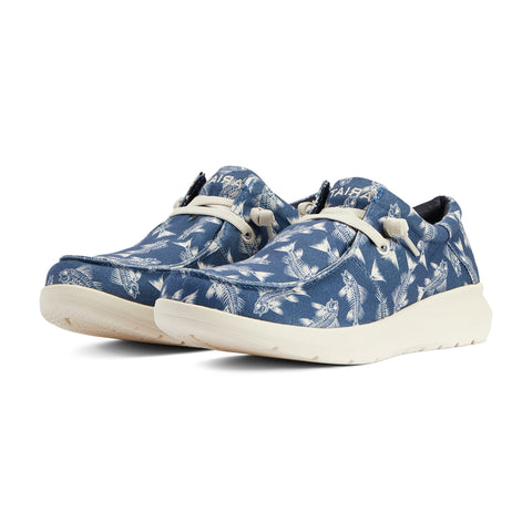 Blue Fish Bone Print Slip-on