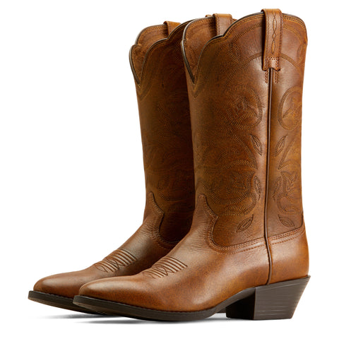 Pair of Ariat Women’s Heritage R Toe Western Boots with classic Western profile and durable outsole.