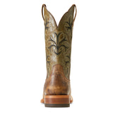 Back side view of Ariat Men's Prairie Green Cowboss Square Toe Western Boots