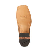 Bottom side view of Ariat Men's Prairie Green Cowboss Square Toe Western Boots.