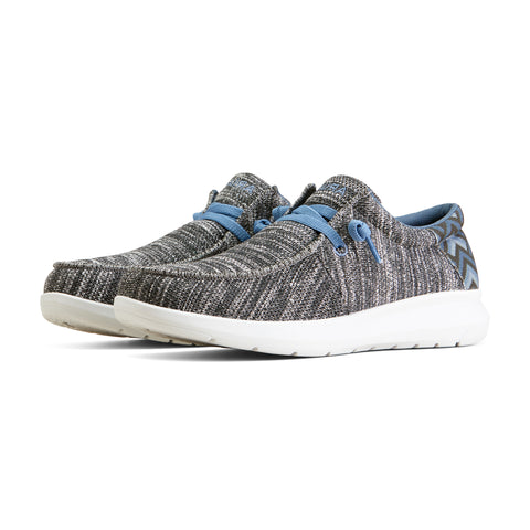 Heather Grey Hilo SW Heel and Blue Elasticized Laces