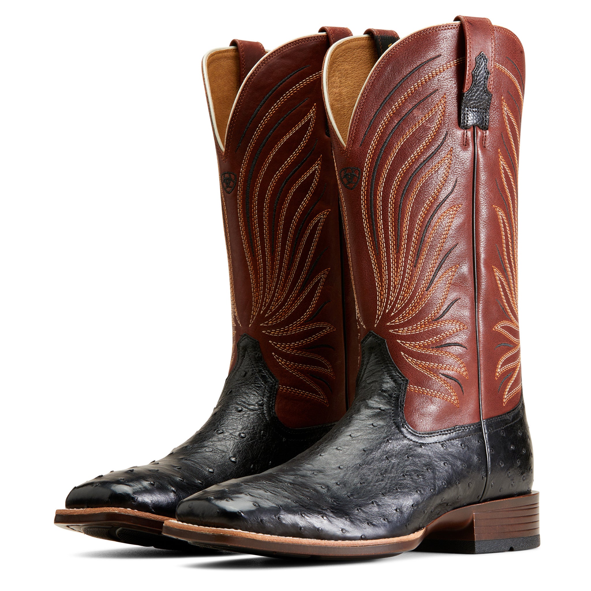 Ariat Black Full Quill Ostrich Brandin Square Toe Boot