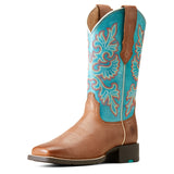 Ariat Women's Tan & Turquoise Round Up Square Toe Boots