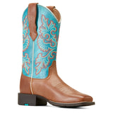 Ariat Women's Tan & Turquoise Round Up Square Toe Boots