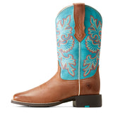 Ariat Women's Tan & Turquoise Round Up Square Toe Boots