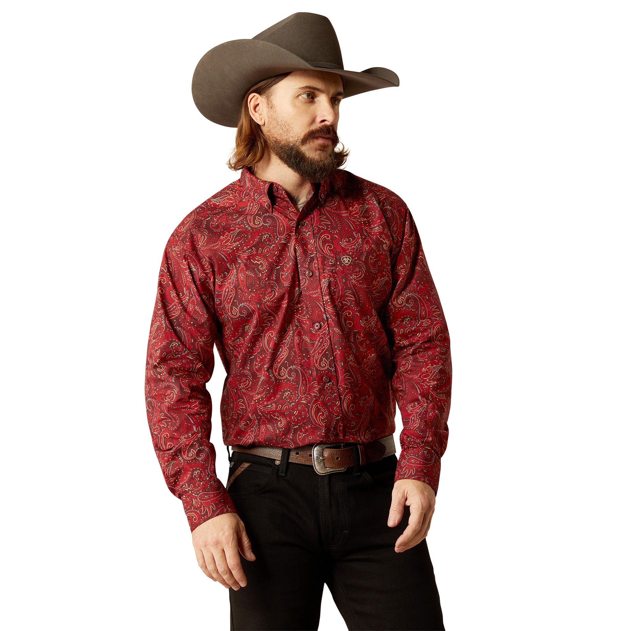 mens red paisley dress shirt Men's Red Paisley Shirt