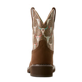 Back side view of the Ariat Women's Farrah Brown Skull Fatbaby Western Boots