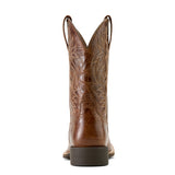 Back angle of Ariat men’s square toe boots with reinforced heel and leather pull straps