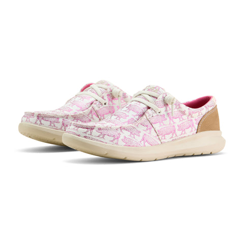 Ariat Pink Pig Print Hilo Shoes Pair