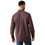 Untucked Back side view of Fudge Medallion Print Long Sleeve Shirt