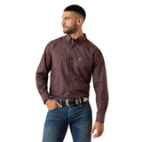 Front side view of Fudge Medallion Print Long Sleeve Shirt