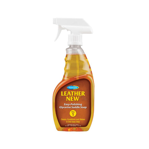 Front side view of leather new spray bottle. 