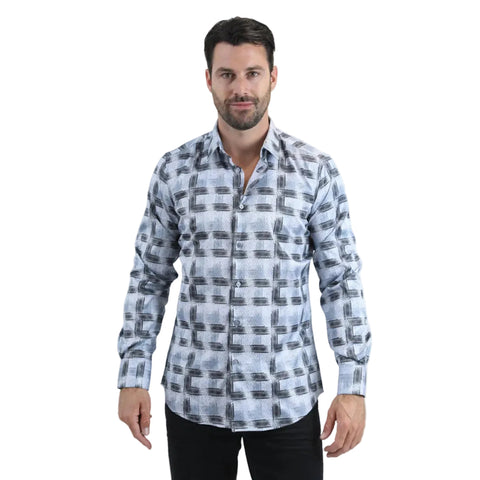 Men's Modern Fit Stretch Foil Fashion Lt. Grey Shirt