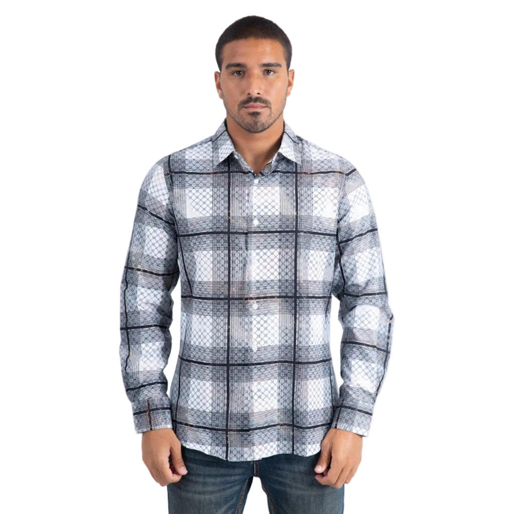 Men's Modern Fit Stretch Foil Fashion White Shirt