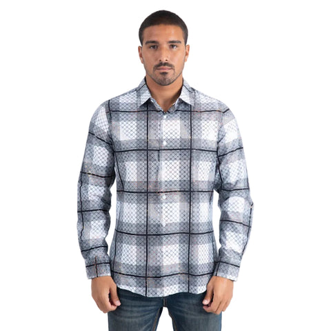 Men's Modern Fit Stretch Foil Fashion White Shirt