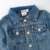 Fringe Jean Denim Jacket for toddlers Close Up view