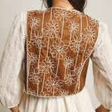 Floral Embroidered Tie Front Vest Back View