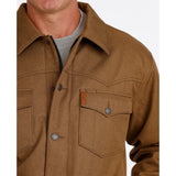 Flap close up, cinch on pocket and buttons 