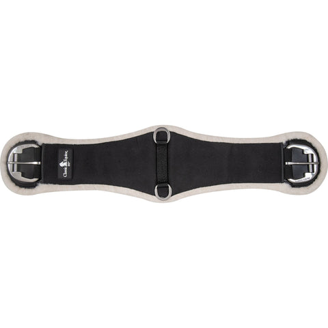 black roper cinch with white fleece lining on the bottom. 