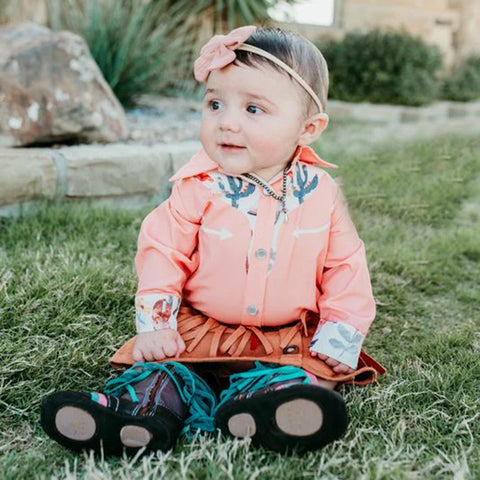 Infant/Toddler Cactus Long Sleeve Pearl Snap Vintage Onesie