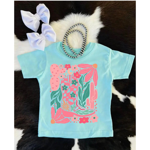 Girls Cowboy boot chill tee 
