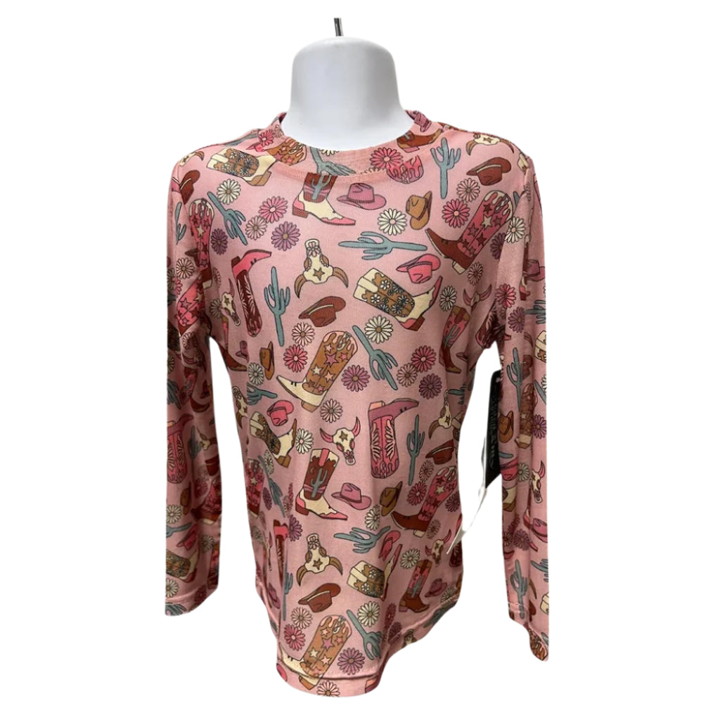 Long sleeve, mesh with boots, cactus, bull skulls 