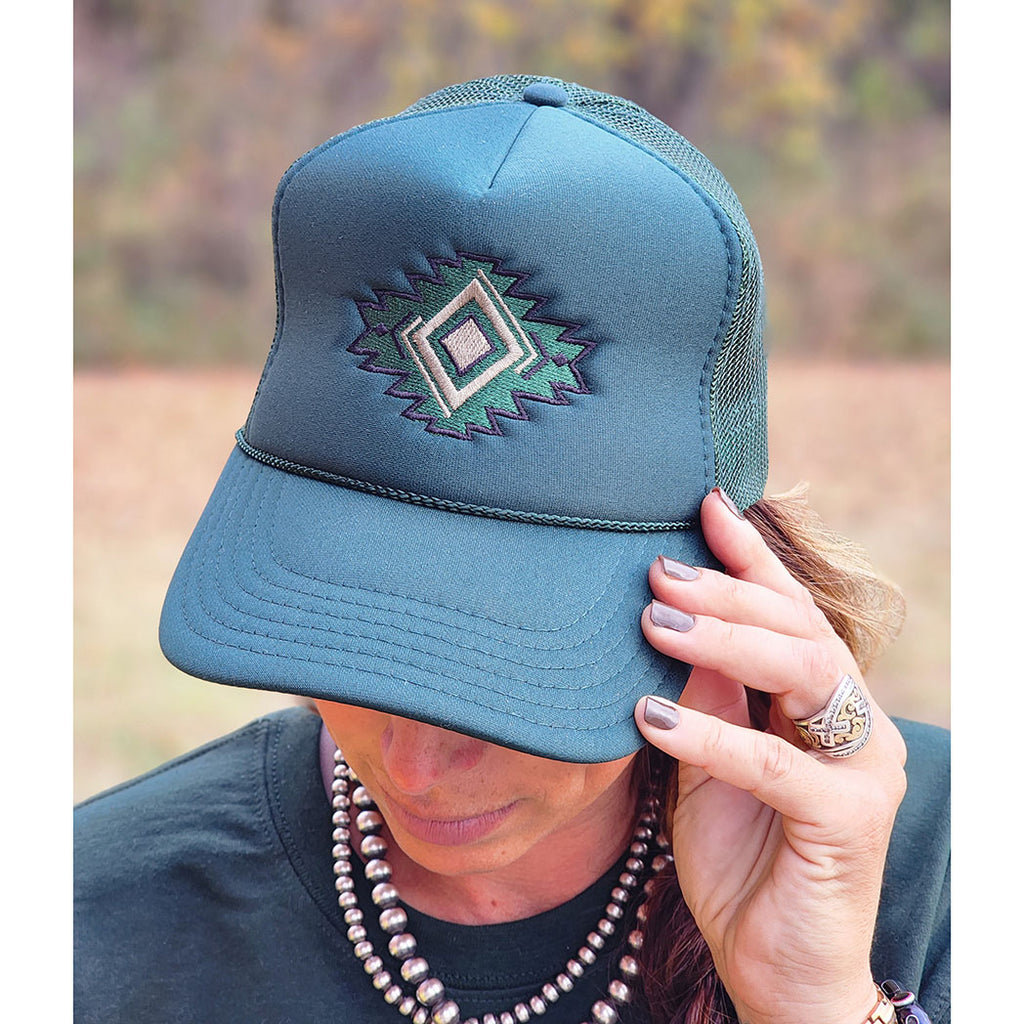 Aztec Trucker cap, snapback, mesh backing 