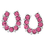 Pink rhinestone Horse shoe earring  - Single 