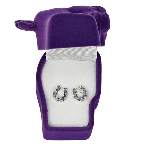 Purple  rhinestone Horse shoe earring  