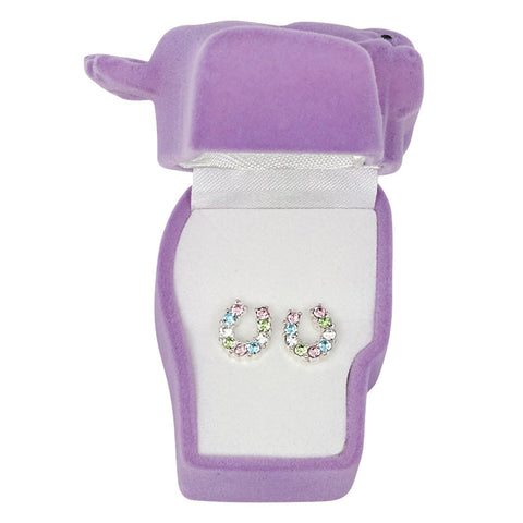 Multi Color  rhinestone Horse shoe earring  