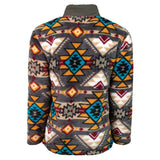 HOOEY kids' Southwestern Print Quarter-Zip Fleece Pullover Brown back view