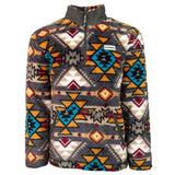 HOOEY kids' Southwestern Print Quarter-Zip Fleece Pullover Brown