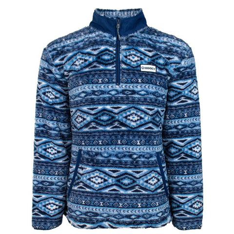 youth fleece pullover in Navy color with Aztec pattern