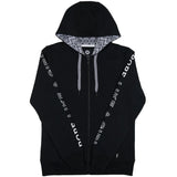 Youth black hooded sweatshirt with rope like a girl printed on the sleeves in white