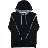 Black zip hoodie with rope like a girl down the sleeves