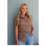 Howdy Hanny Women's Red Satin Short Sleeve Pearl Snap Shirt