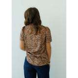 Howdy Hanny Women's Red Satin Short Sleeve Pearl Snap Shirt Back View